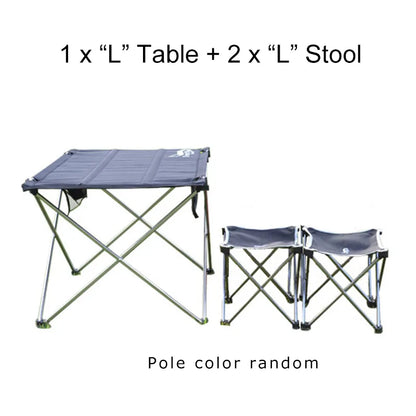 Foldable camping chair and stool set by Krystina Trendify, perfect for outdoor adventures