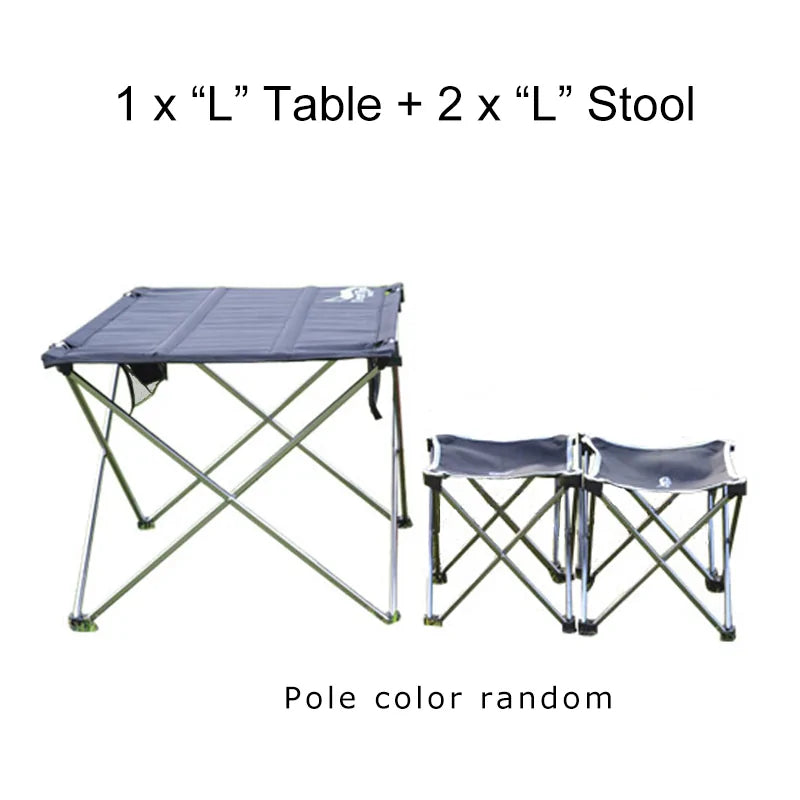 Foldable camping chair and stool set by Krystina Trendify, perfect for outdoor adventures