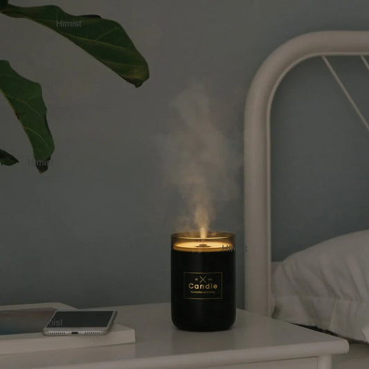 Humidifier Romantic Candle combining soothing mist and soft candlelight for enhanced relaxation and air quality.