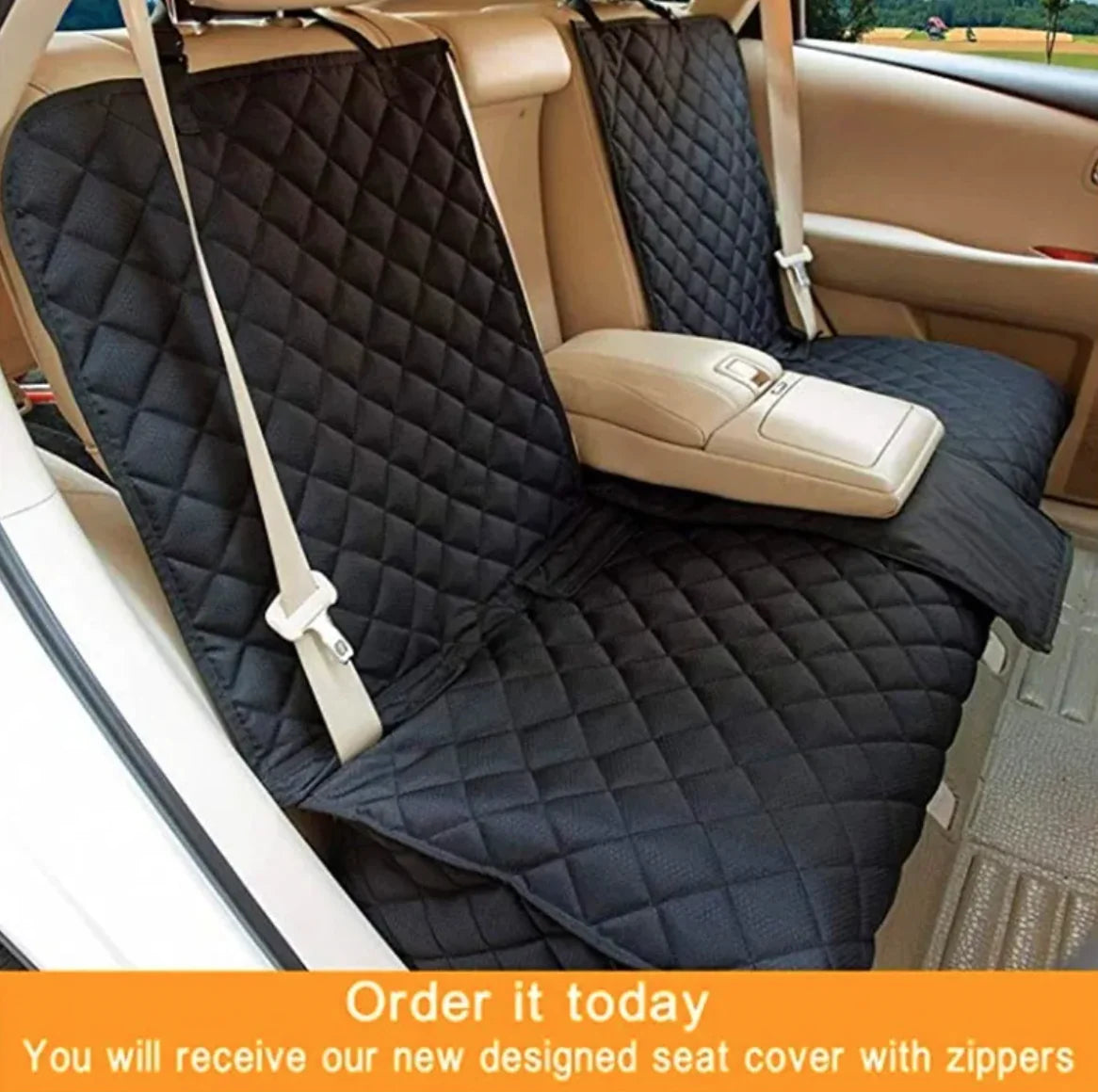 Waterproof pet rear seat cushion by Krystina Trendify with built-in travel toilet