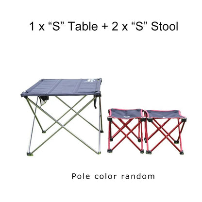 Foldable camping chair and stool set by Krystina Trendify, perfect for outdoor adventures