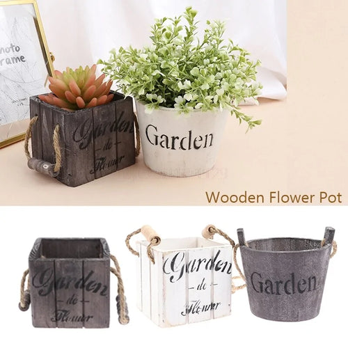 Eco-friendly wooden flower pot for indoor and outdoor use