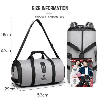 Waterproof multifunction travel bag with large capacity, durable material & versatile carrying options.