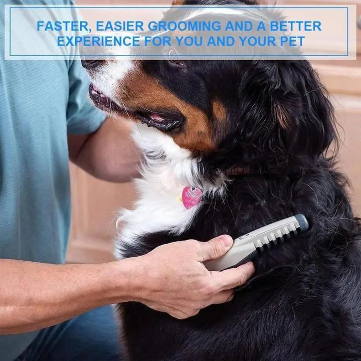 Electric pet grooming brush for a shiny, healthy coat with quiet and gentle grooming