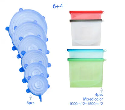 Eco-friendly, leak-proof reusable silicone food bag for kitchen storage and meal prep.