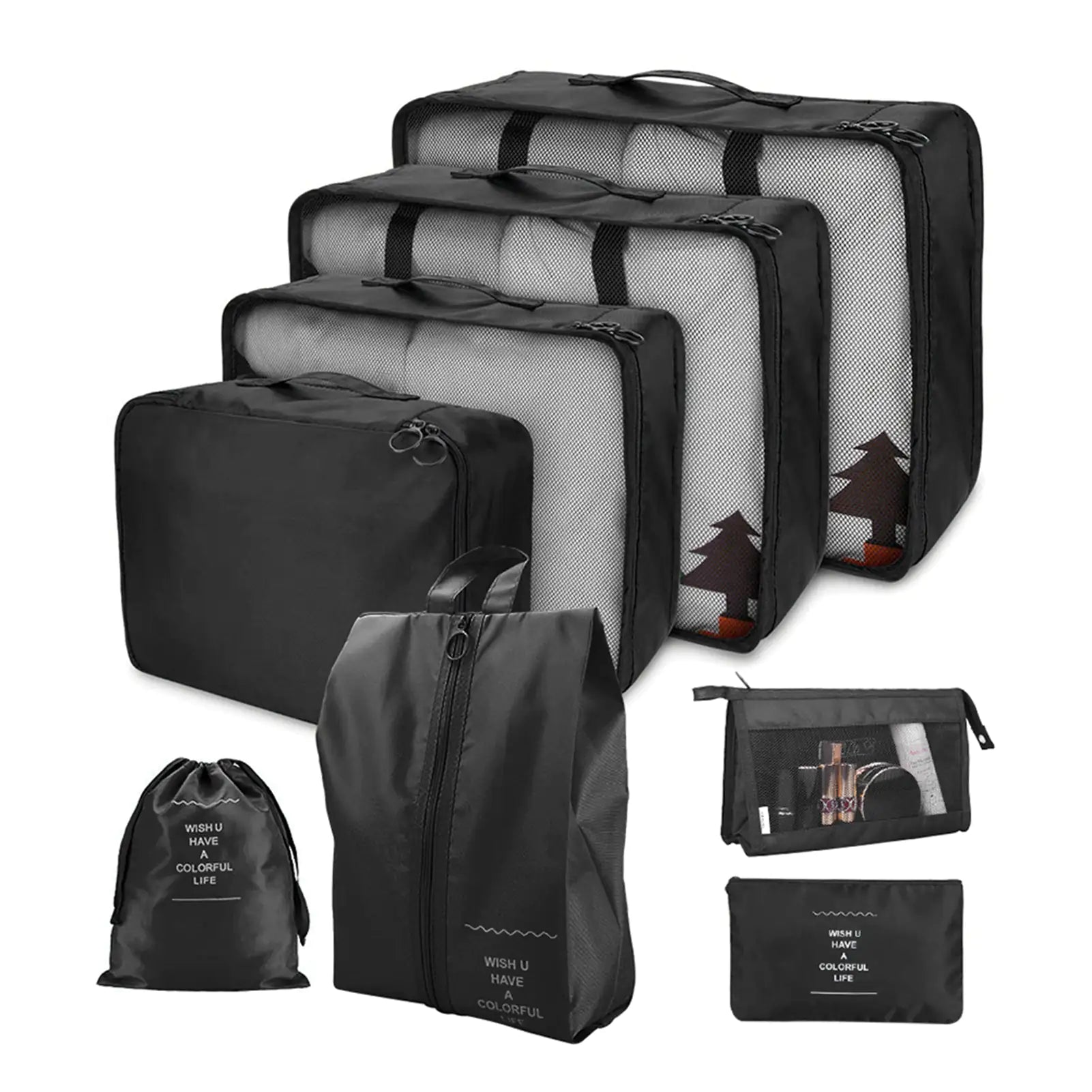 Krystina Trendify travel organizer bag set with waterproof material & multi-size packing cubes.