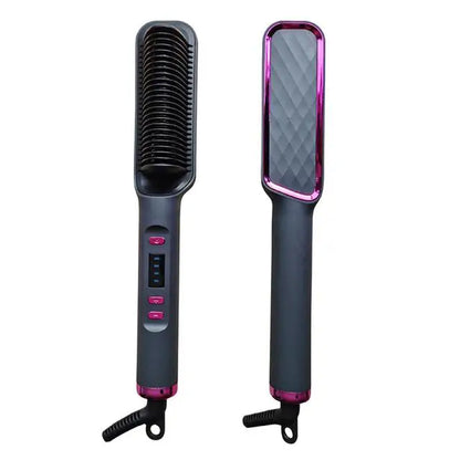 3-in-1 Straightening & Curly Iron Brush for sleek hair and voluminous curls