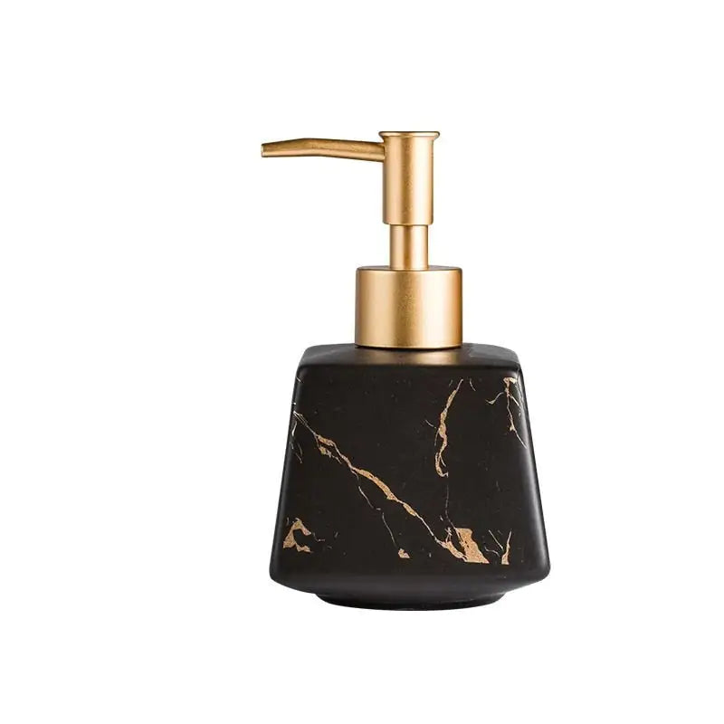 Luxurious marble soap dispenser for a refined bathroom look.