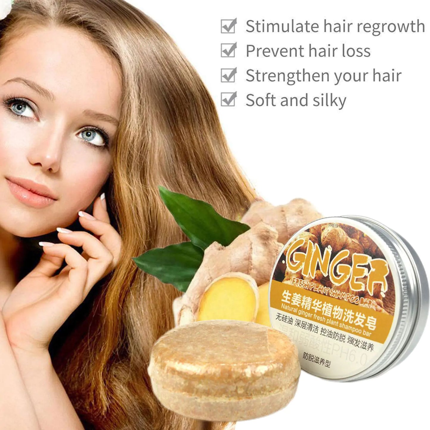 Ginger Polygonum Soap Shampoo Bar for natural, healthy hair growth