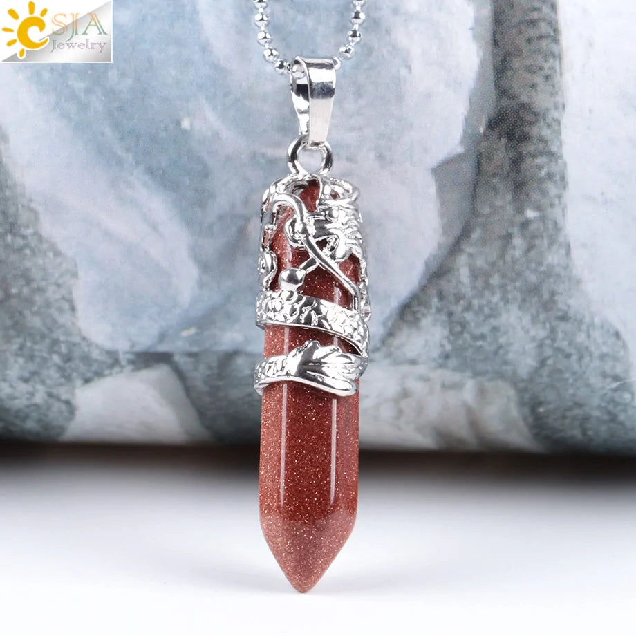 Quartz crystal necklaces for women, natural stone jewelry, healing energy pendants.