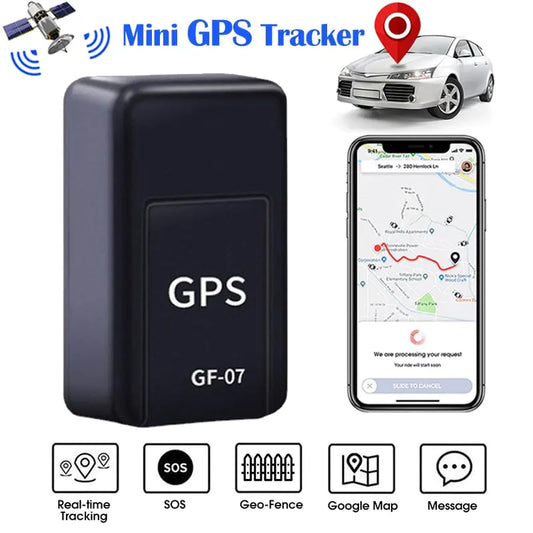 GPS Car Tracker by GF-07 for real-time tracking, SOS alerts, and long battery life.