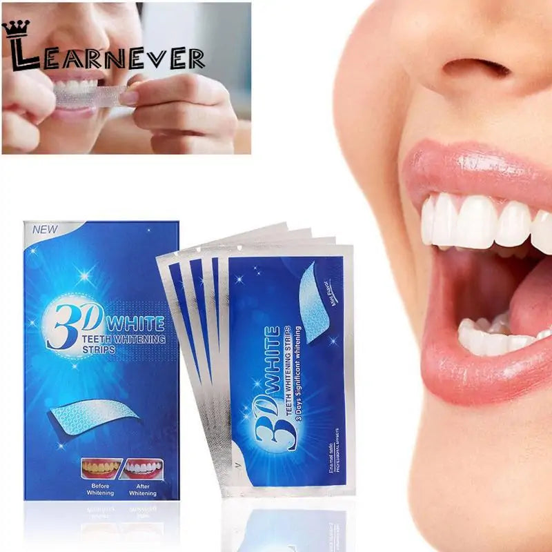 14Pcs 3D White Gel Whitening Strips for a confident, brighter smile.
