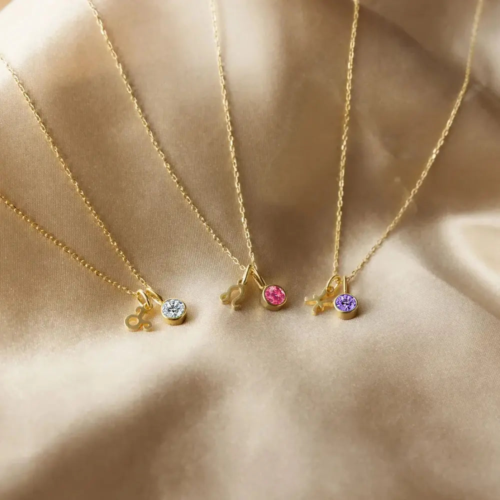 Birthstone Constellation Double Pendant Necklace by MANCO, elegant and cosmic charm