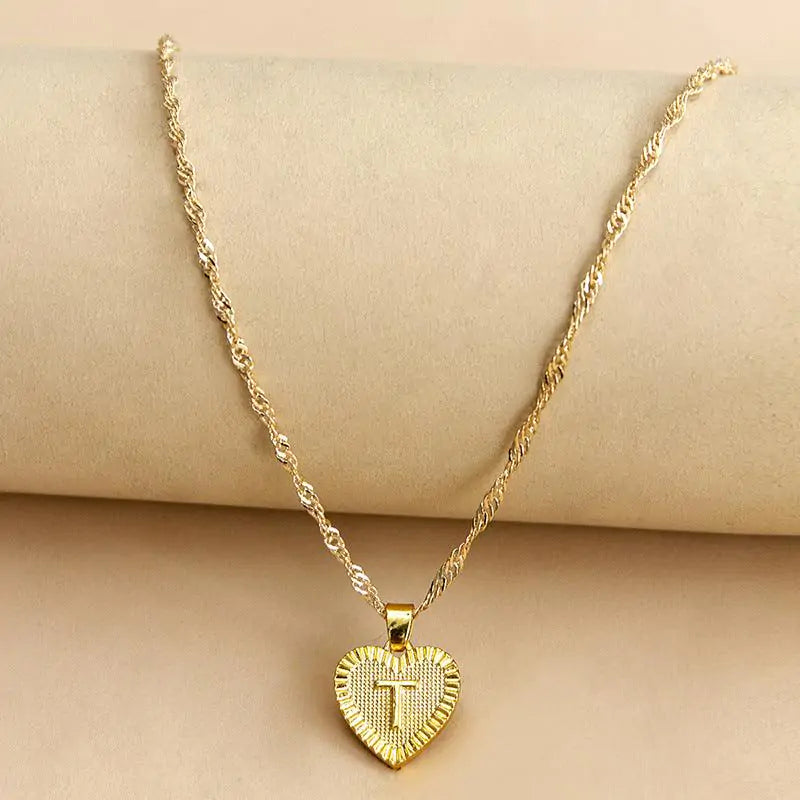 Initial Letter Heart Pendant Necklace – Personalized & Elegant Jewelry