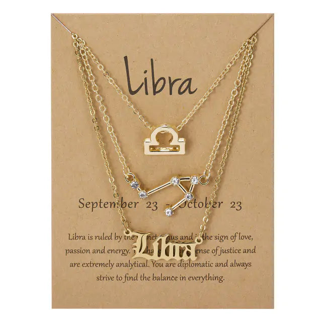 Stylish zodiac pendant necklace with a radiant gold finish by Krystina Trendify, perfect for astrology lovers.