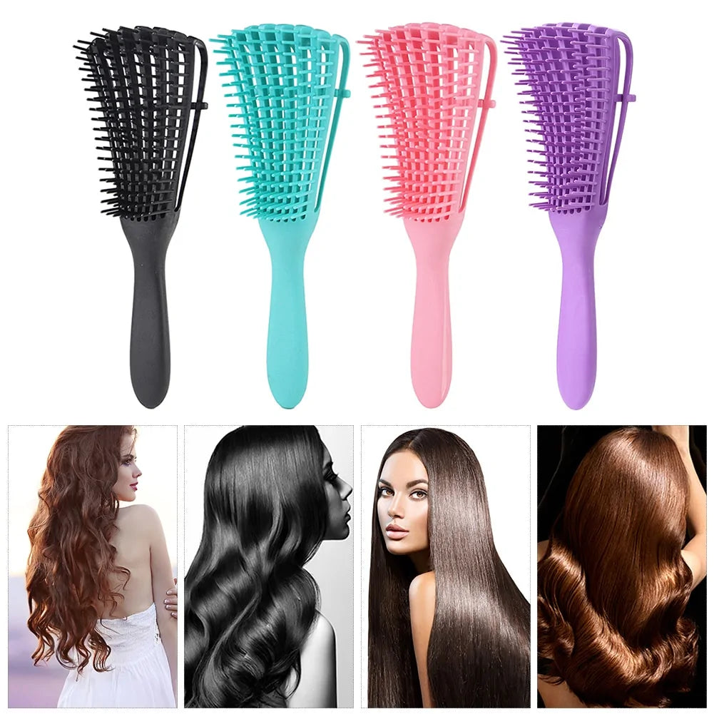 Curly hair detangling brush for reduced breakage and enhanced texture.