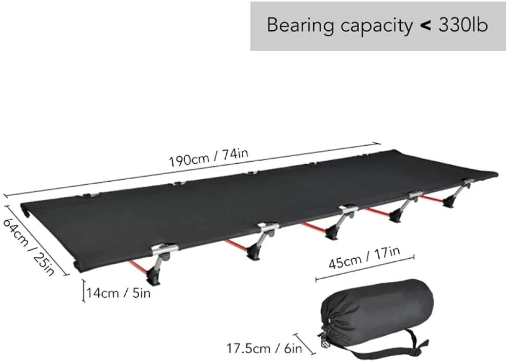 Foldable camping cot by Krystina Trendify for outdoor comfort and travel