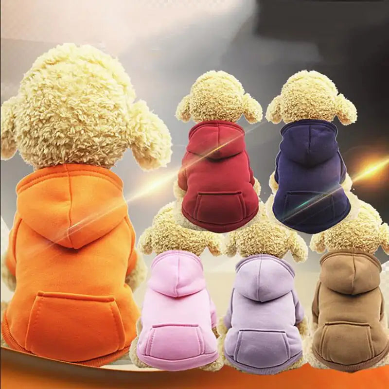 Soft fleece dog hoodie, warm pet sweatshirt, cozy hooded dog sweater.