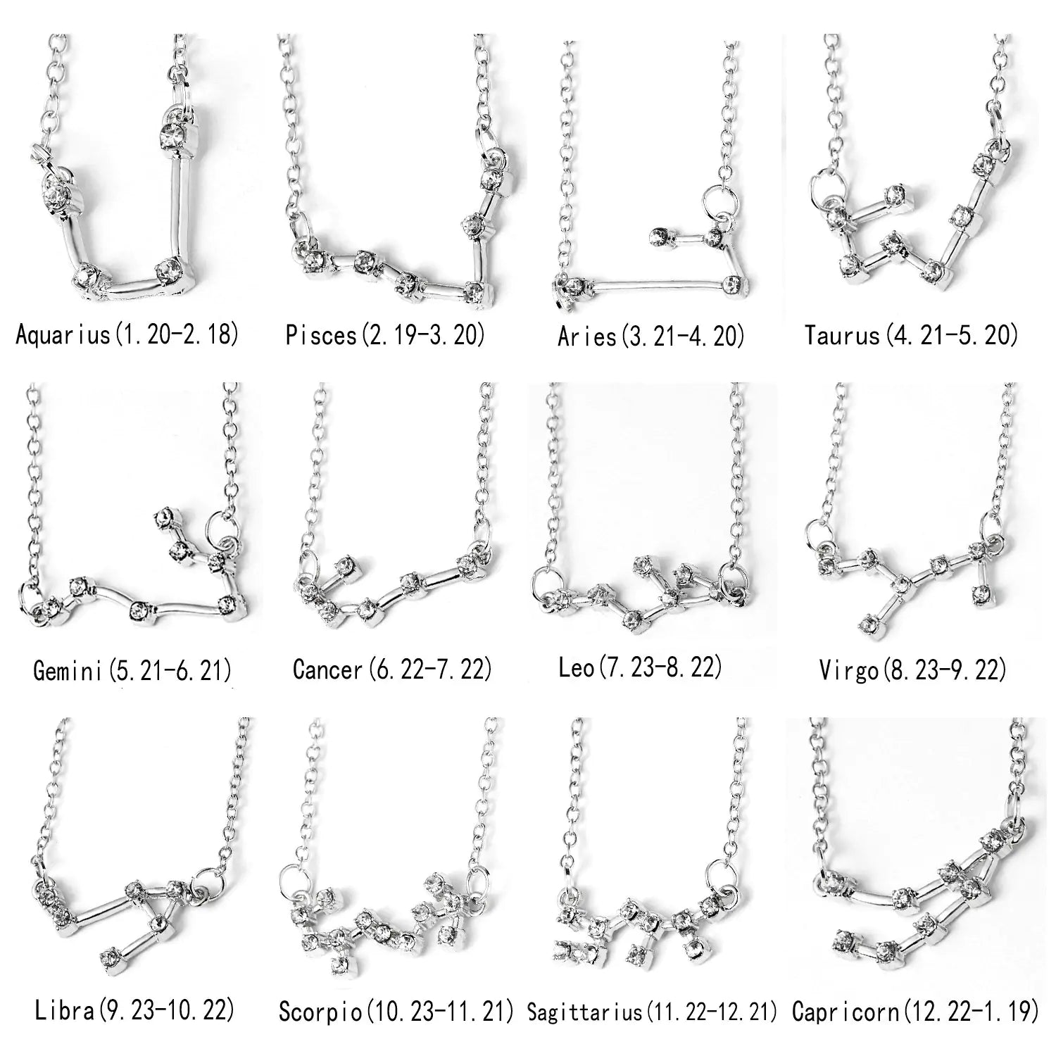 12 Constellation Zodiac Sign Necklace, perfect for astrology lovers