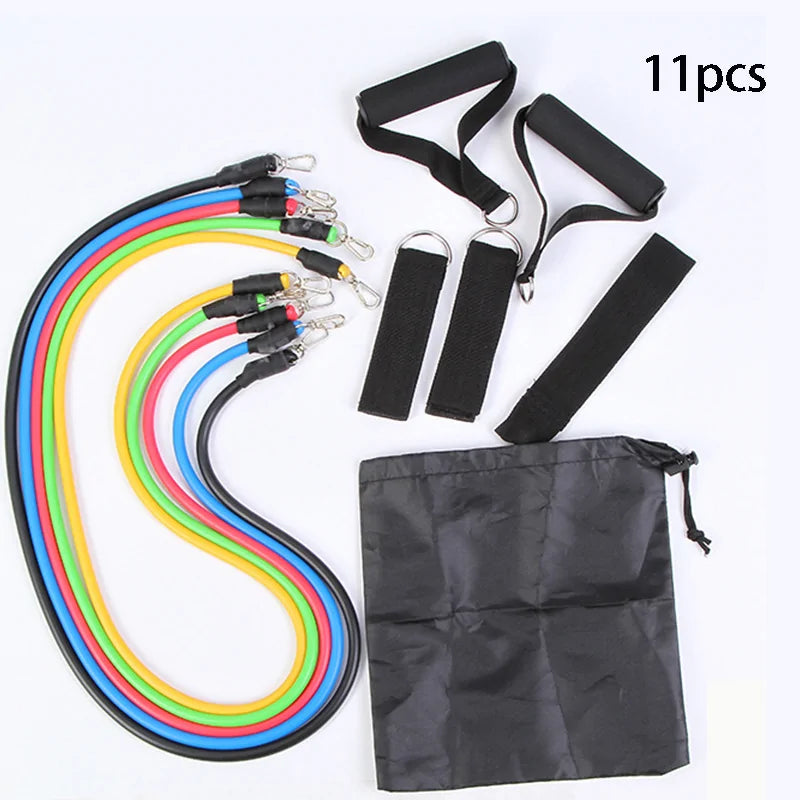 17-piece resistance bands set for full-body workouts with customizable resistance levels.