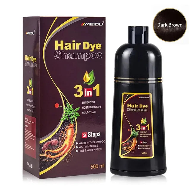 Black Hair Dye Shampoo by MEIDU for vibrant, gray-free hair