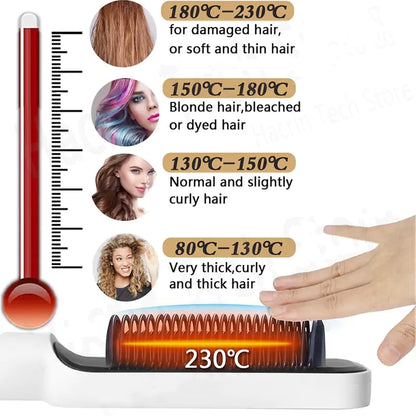 3-in-1 Straightening & Curly Iron Brush for sleek hair and voluminous curls