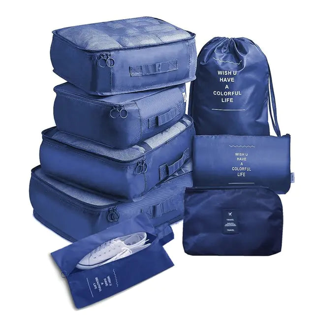 8-piece travel organizer set by Krystina Trendify for stress-free packing