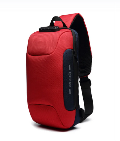 Multifunction anti-theft crossbody bag with hidden zippers, USB charging port, and sleek design.