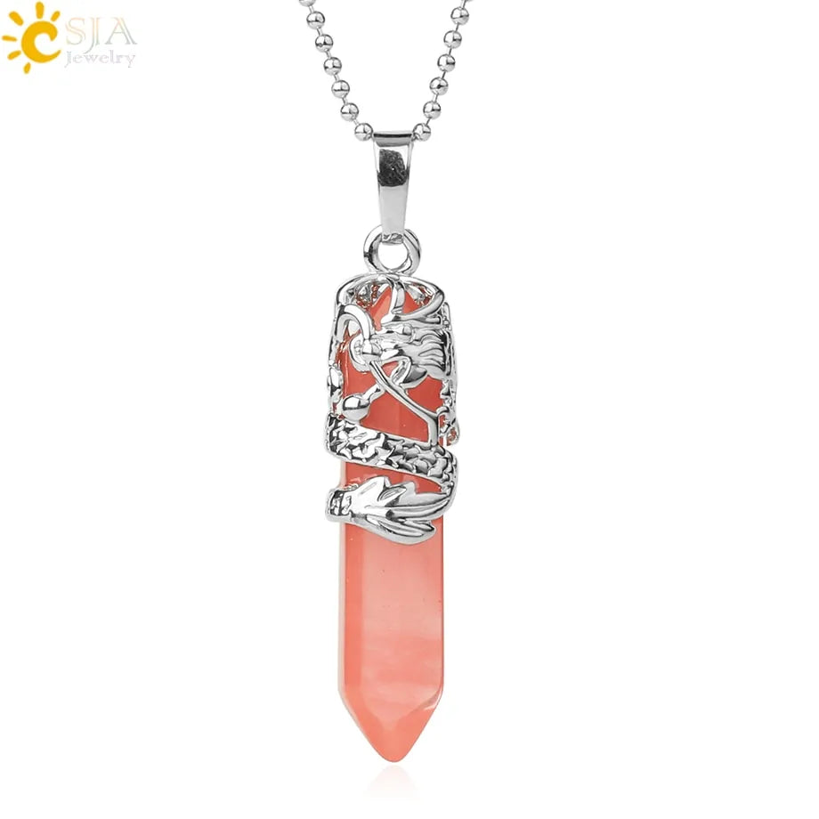 Quartz crystal necklaces for women, natural stone jewelry, healing energy pendants.