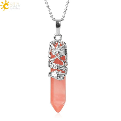 Quartz crystal necklaces for women, natural stone jewelry, healing energy pendants.