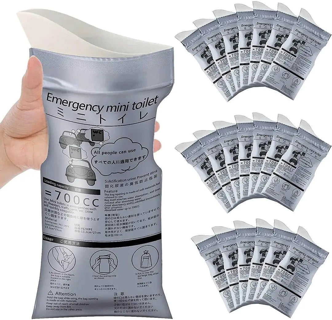 Compact emergency urinal bag for travel and outdoor use by Krystina Trendify