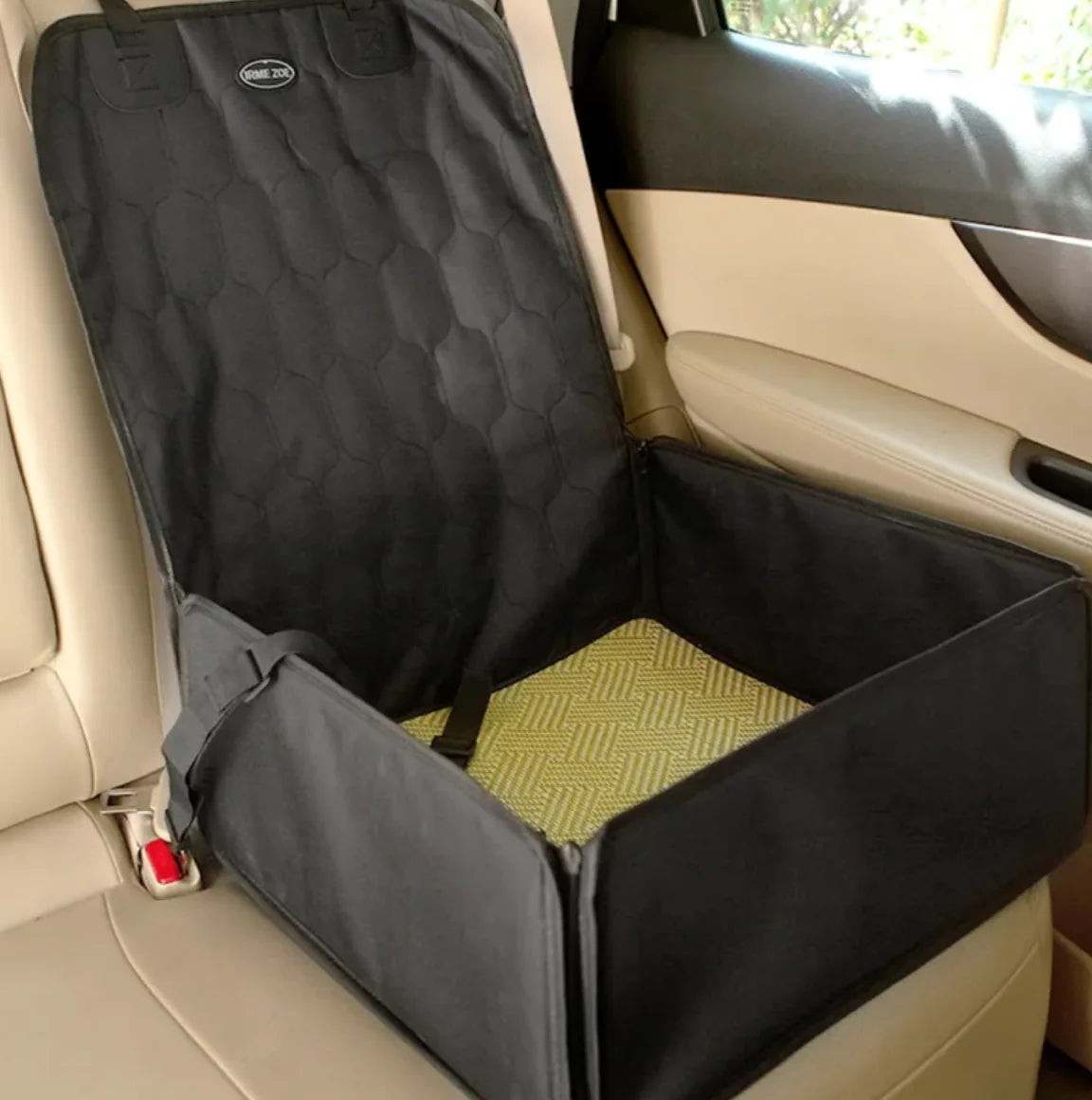 Waterproof pet rear seat cushion by Krystina Trendify with built-in travel toilet