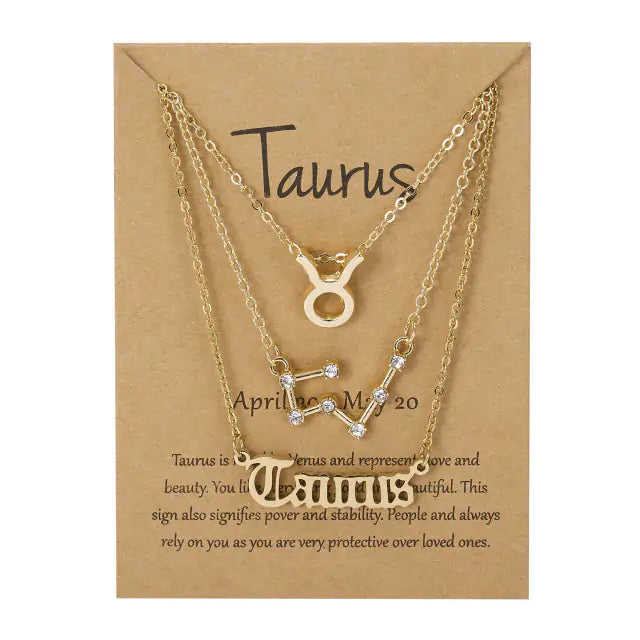 Stylish zodiac pendant necklace with a radiant gold finish by Krystina Trendify, perfect for astrology lovers.