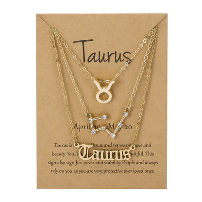 Stylish zodiac pendant necklace with a radiant gold finish by Krystina Trendify, perfect for astrology lovers.