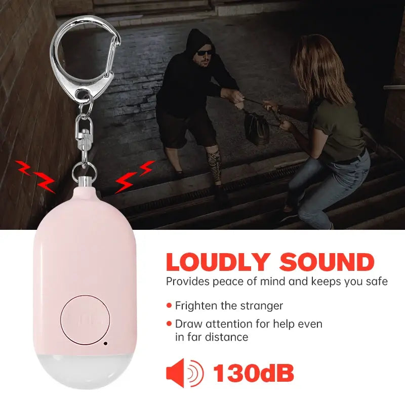 Compact SOS alarm with loud sound and bright LED light by Krystina Trendify