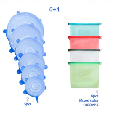 Eco-friendly, leak-proof reusable silicone food bag for kitchen storage and meal prep.