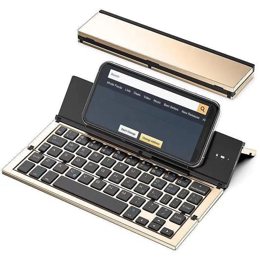 Foldable tablet keyboard by Krystina Trendify, compact and portable for efficient mobile typing. Compatible with iOS, Android, and Windows.