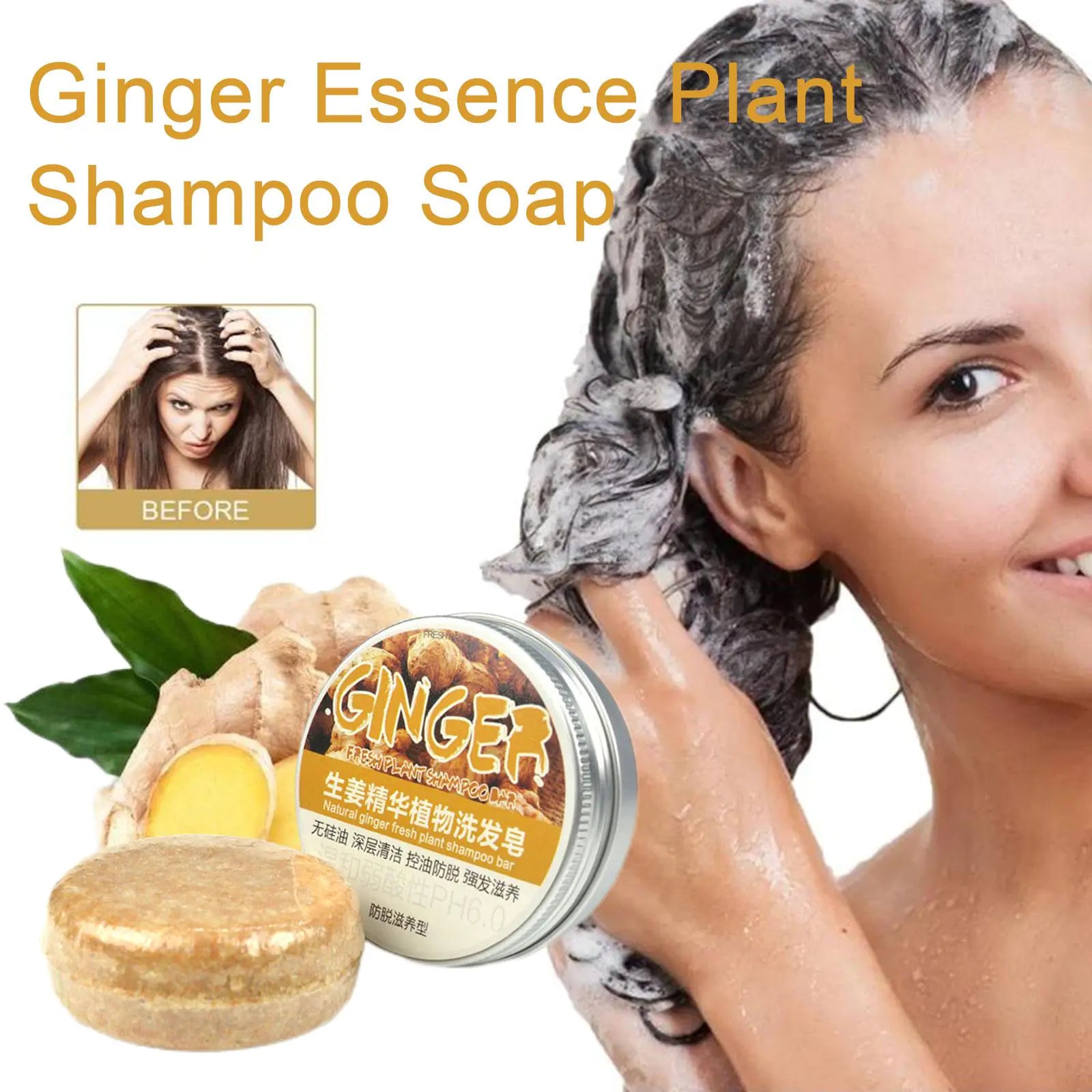 Ginger Polygonum Soap Shampoo Bar for natural, healthy hair growth