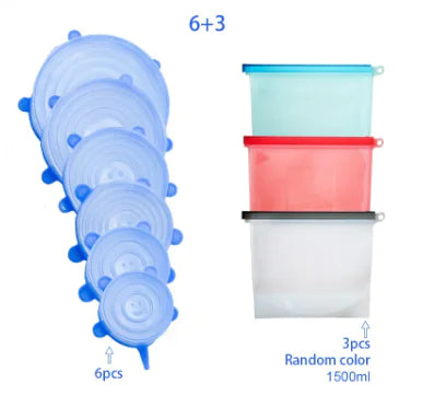 Eco-friendly, leak-proof reusable silicone food bag for kitchen storage and meal prep.