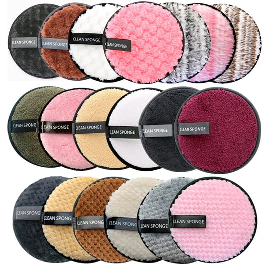 Microfiber suede puffs, soft, durable, eco-friendly, makeup removal, available in 5 colors