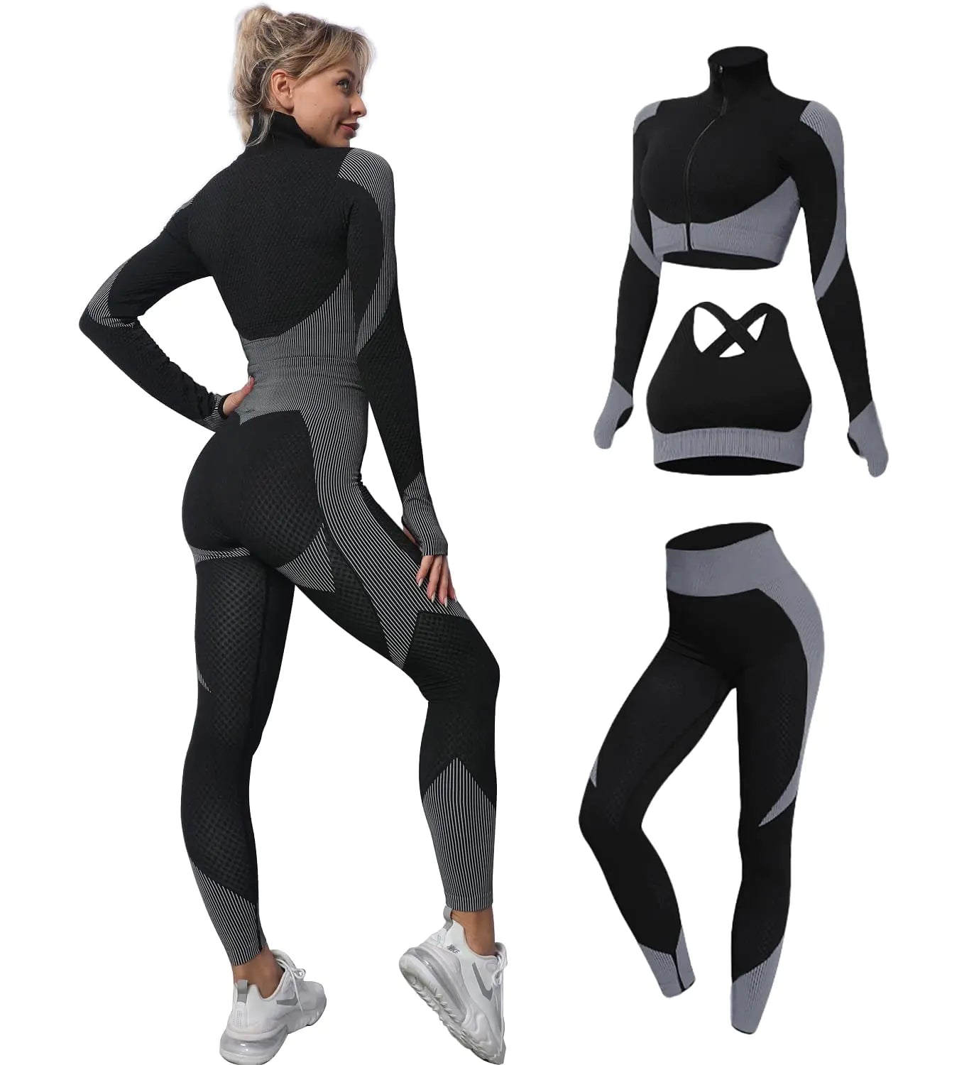 Comfortable and flexible sportswear tracksuit leggings by Krystina Trendify, perfect for workouts and everyday activities.