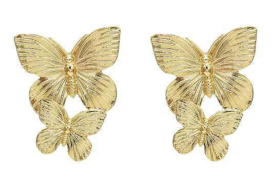 Butterfly Stud Earrings with gold and silver plating for an elegant look