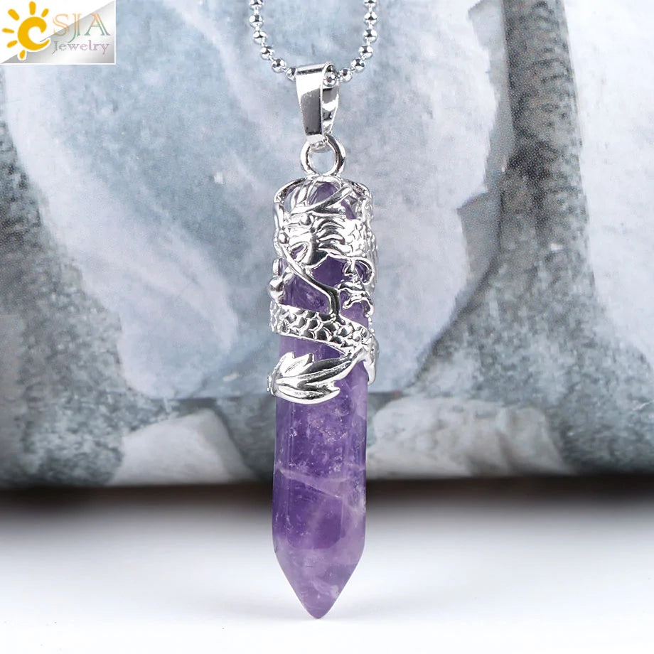 Quartz crystal necklaces for women, natural stone jewelry, healing energy pendants.