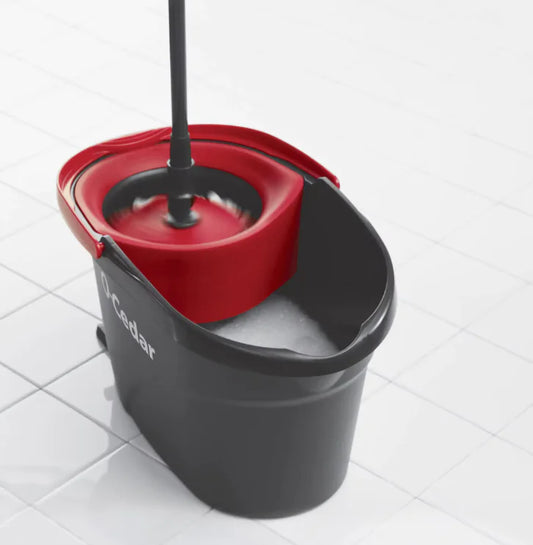 Spin Master Mop & Bucket with hands-free wringing and durable mop heads for efficient cleaning