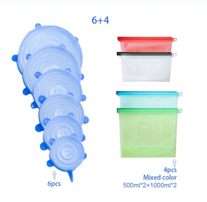 Eco-friendly, leak-proof reusable silicone food bag for kitchen storage and meal prep.