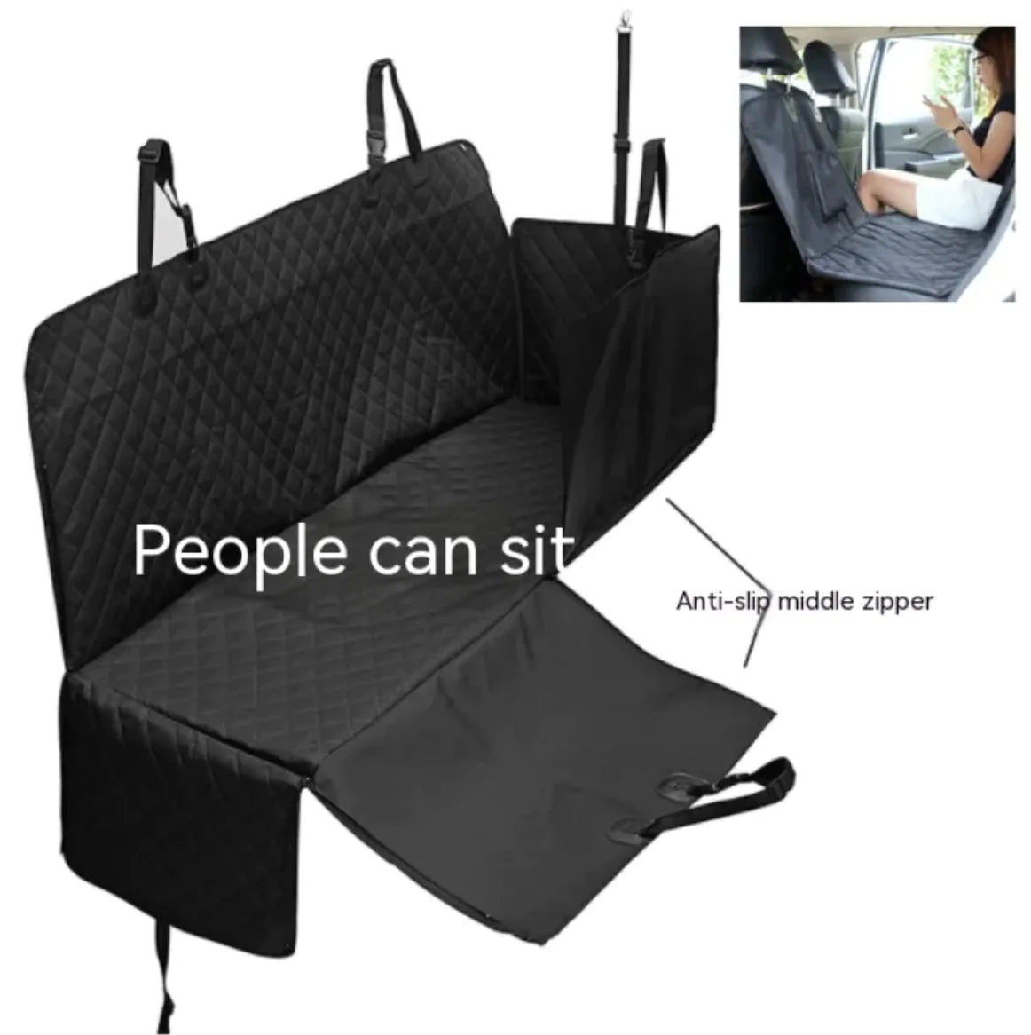 Waterproof pet rear seat cushion by Krystina Trendify with built-in travel toilet