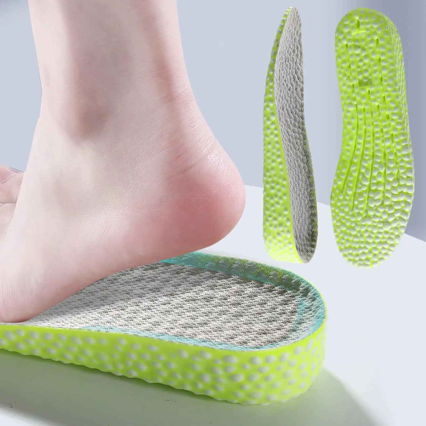 HeelBoosts running insoles by Krystina Trendify, designed to enhance stride, improve efficiency, and provide breathable comfort for any shoe.