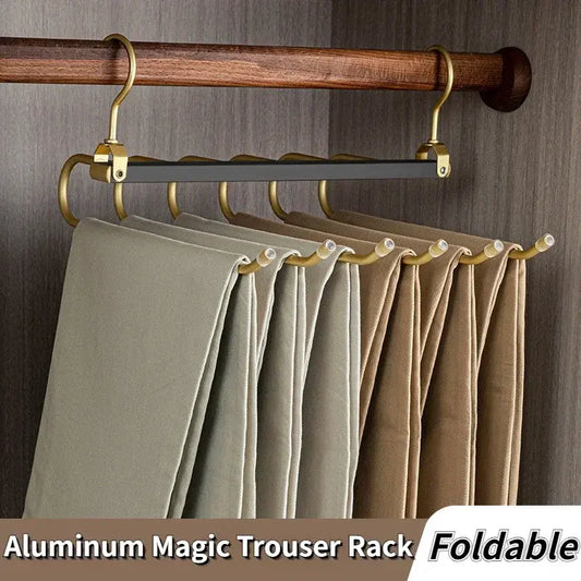 Durable multi-function magic pants hangers by Krystina Trendify for wrinkle-free and organized closet storage.