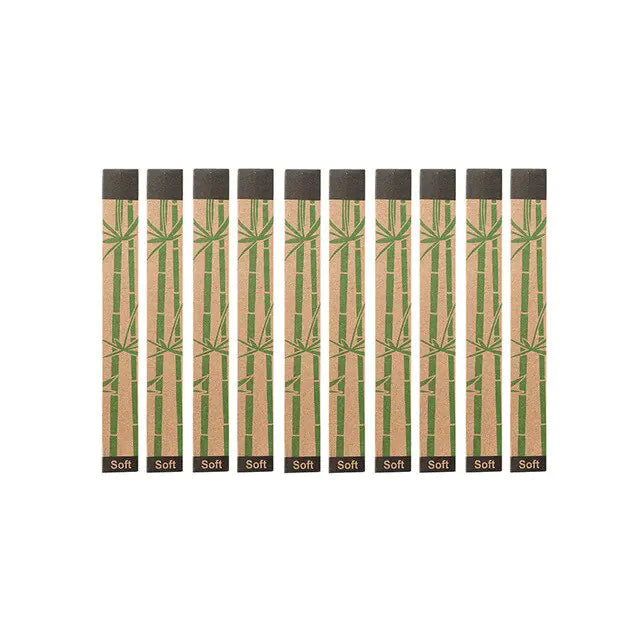 Eco-friendly bamboo toothbrushes with charcoal bristles, BPA-free, water-resistant, pack of 10.