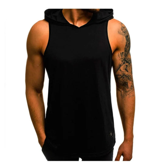 Men's Sleeveless Hoodie T-Shirt by Krystina Trendify, crafted for comfort and durability.